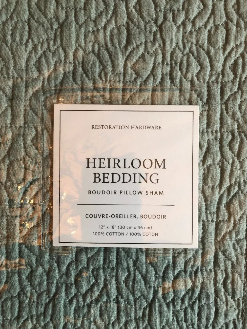 Set of Two - RH Heirloom Cotton Quilted Boudoir Shams in Silver Sage